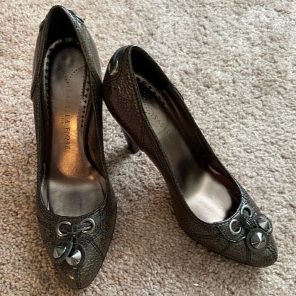 ISABELLA FIORE Vero Cuoio Green High Heel Pumps, Size 6.5M